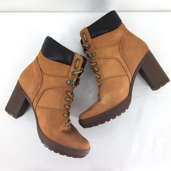 Timberland Women 7.5 Camdale Lace Ankle Boots Wheat Nubuck Brown Field Booties - Picture 9 of 9